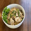 Bah Mee steamed egg noodles with spinach and peanuts